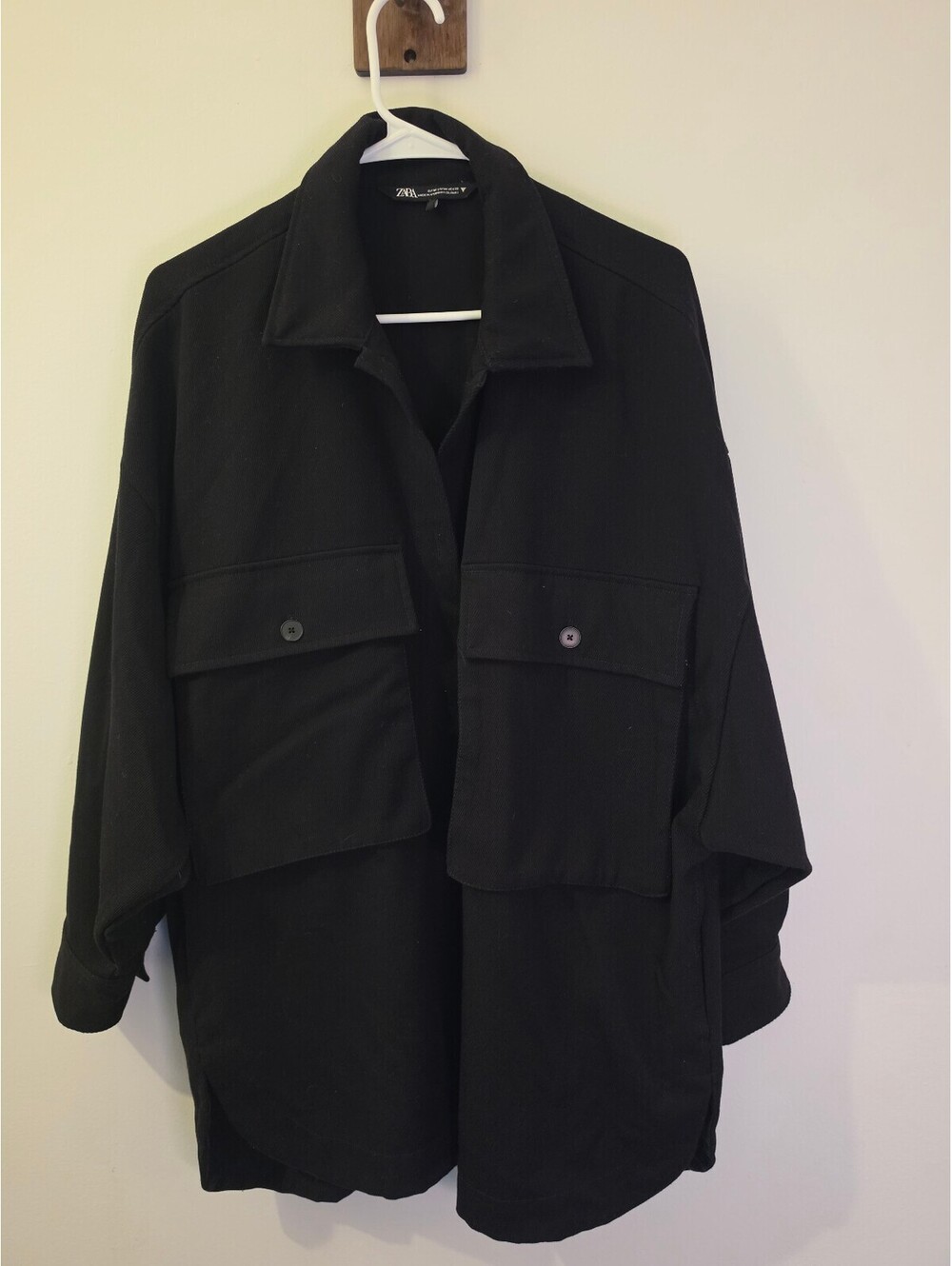 Zara Black Oversized Utility Shacket Button Front Jacket Women’s M